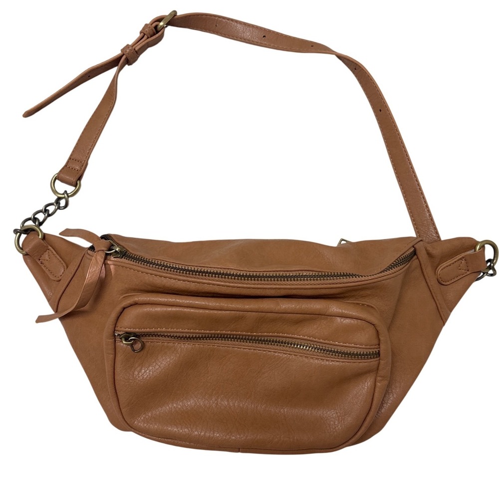 Moda Luxe Cognac Brown Faux Leather Belt Bag Crossbody Sling Bag Fanny Pak